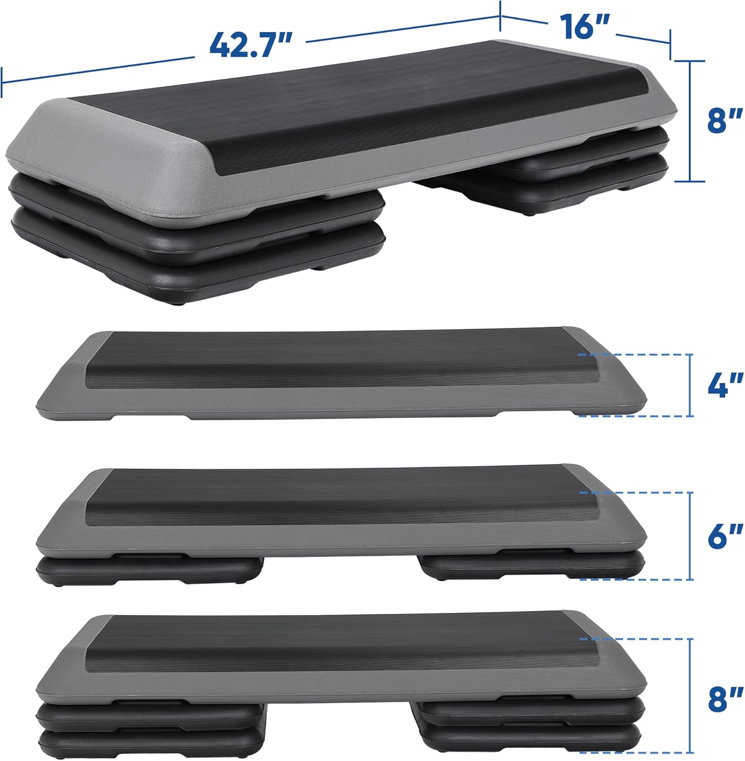 Adjustable Workout Aerobic Stepper, Exercise Step Platform Trainer with 4 Risers,Non-Slip Surface for Home Gym Workout Training - Image 3