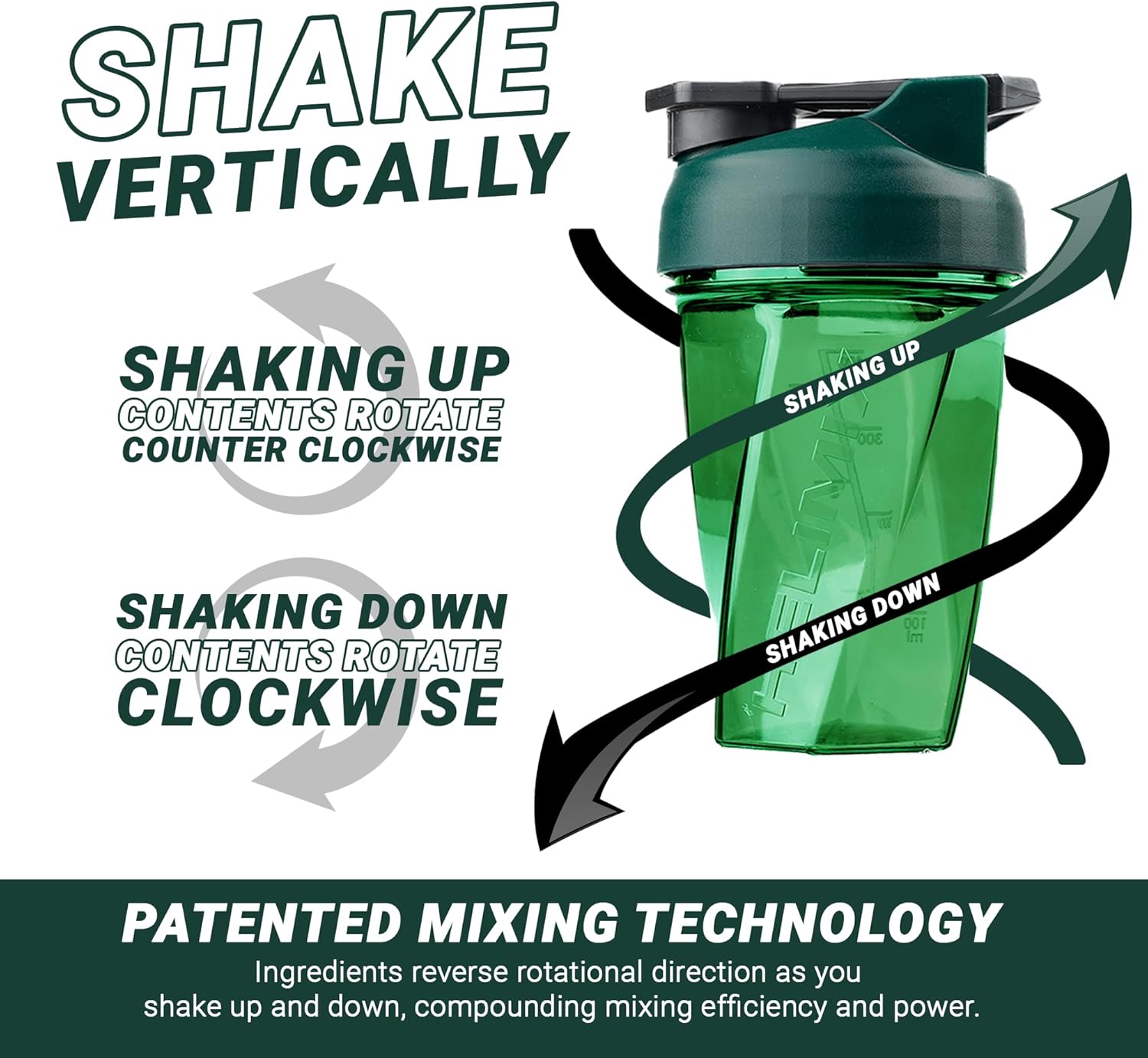 HELIMIX 1.5 Vortex Blender Shaker Bottle Holds upto 28oz | No Blending Ball or Whisk | USA Made | Portable Pre Workout Whey Protein Drink Shaker Cup | Mixes Cocktails Smoothies Shakes | Top Rack Safe - Image 5