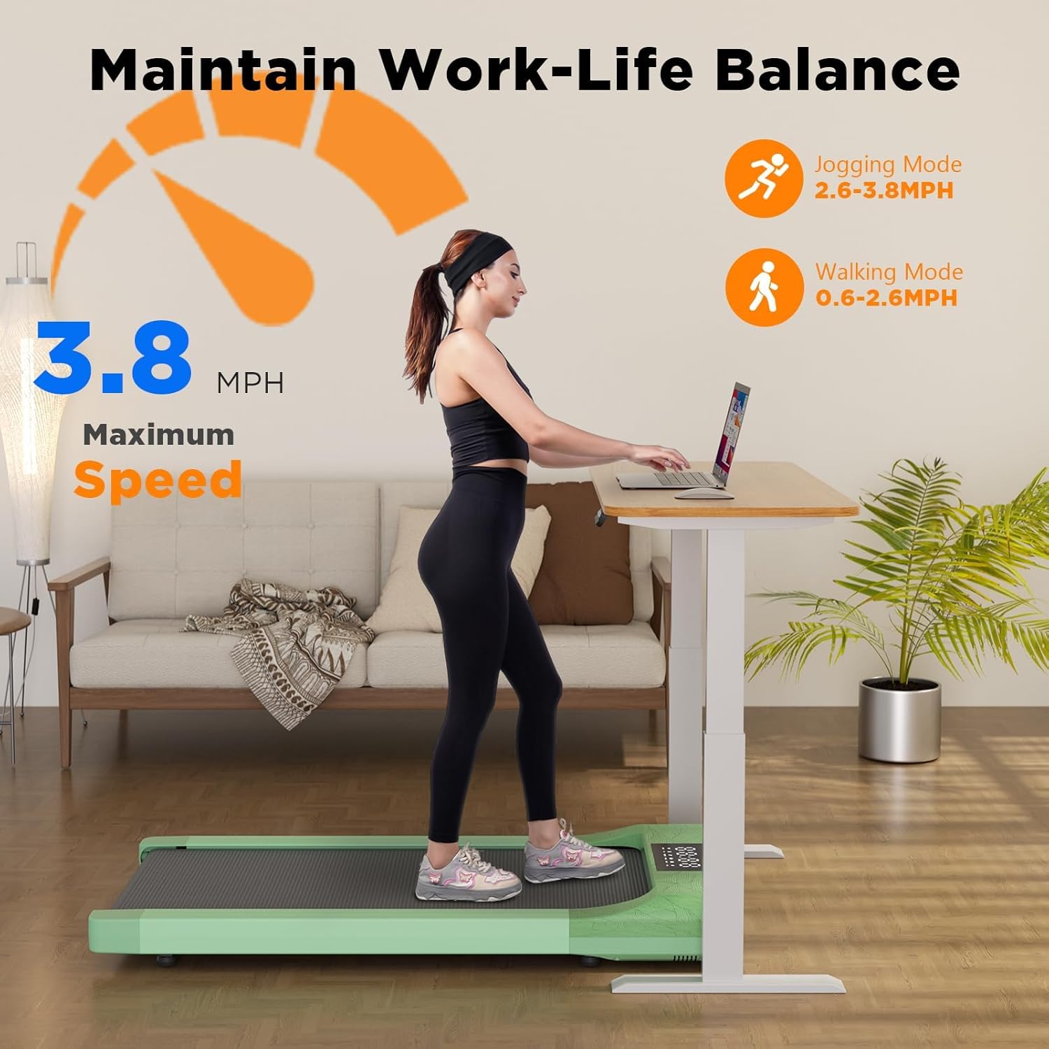 Walking Pad Treadmill, 3 in 1 Portable Under Desk Treadmill 300 lb Capacity, Treadmills for Home Small with Remote Control, 2.5 HP Low Noise Small Treadmill Jogging Running Machine with LED Display - Image 5