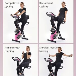 Merax Workout Bike For Home – 4 In 1 Recumbent Exercise Bike and Upright Indoor Cycling Bike Positions, 16 Levels Magnetic Resistance Exercise Bike, Foldable Stationary Bike Machine, Fitness Bike