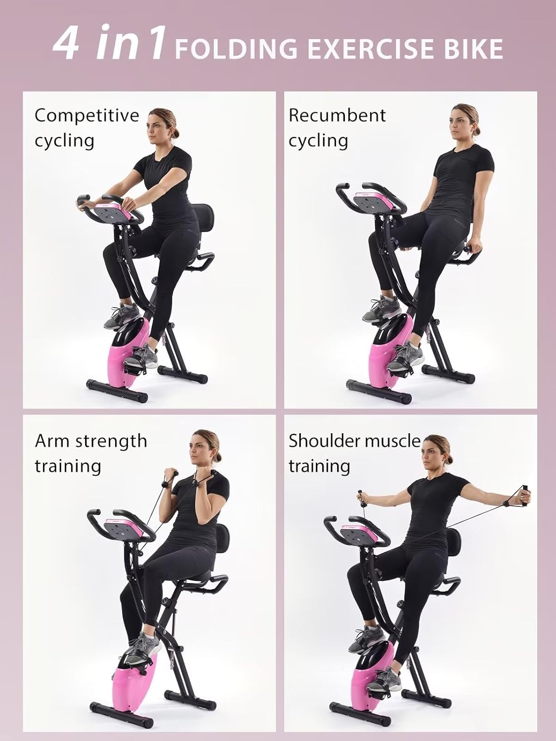 Merax Workout Bike For Home - 4 In 1 Recumbent Exercise Bike and Upright Indoor Cycling Bike Positions, 16 Levels Magnetic Resistance Exercise Bike, Foldable Stationary Bike Machine, Fitness Bike - Image 2