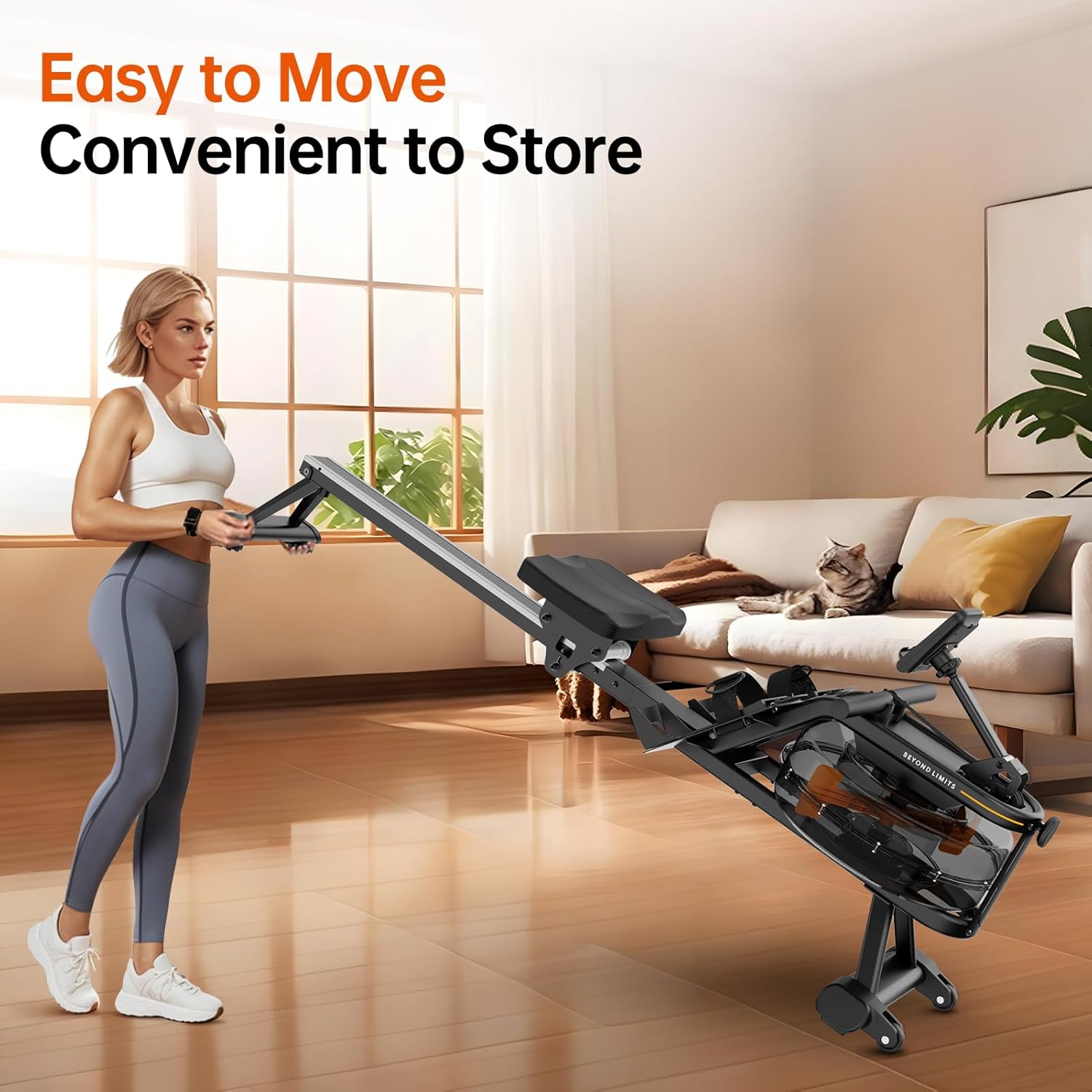 YAMO Water Rowing Machine for Home, Row Machine with 330LB Weight Capacity, Support Bluetooth & Compatible with Apps, Water Row Machine with Comfortable Seat and Tablet Holder - Image 7