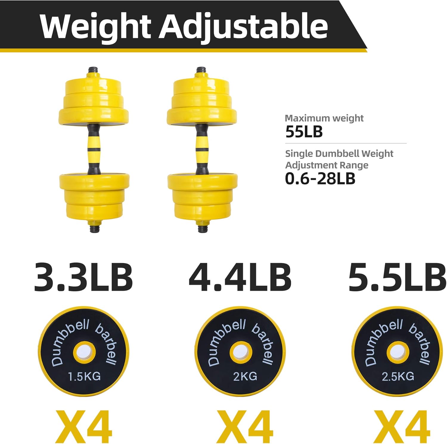 Nice C Weights, Dumbbell Set, Kettlebells, Adjustable Dumbbells, Barbell Weight Set, 20-40-50-70LB 3-in-1 set, Non-Slip, All-purpose - Image 3