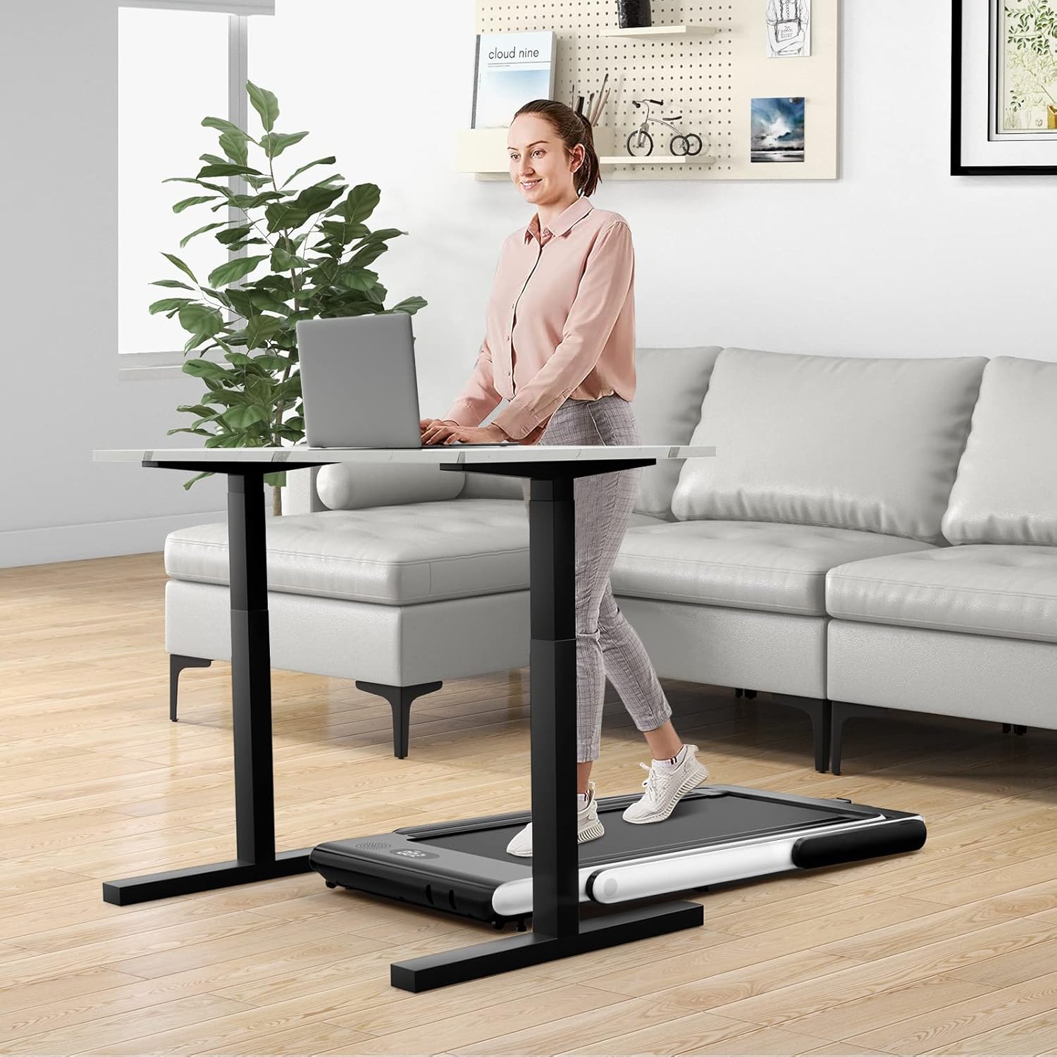 GYMAX Walking Pad, 2 in 1 Free Installation Under Desk Treadmill with LED Monitor, Smart App/Remote Control & Bluetooth Speaker, Foldable Compact Running Machine for Home Office Small Spaces - Image 6