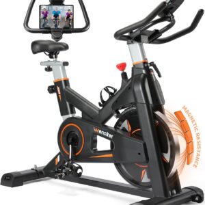 Exercise Bike, WENOKER Stationary Bike for Home, Indoor Bike with Silent Belt Drive, Heavy Flywheel, Multi-grips Handlebar and Upgraded Digital Display