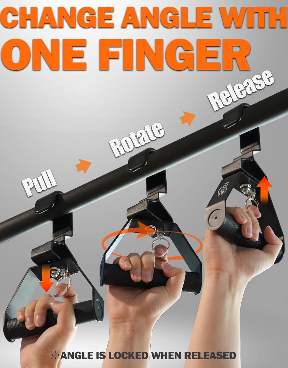 Fitarc Neutral Grip Pull Up Handles, Wrist Shoulder Elbow Friendly, 12 Angle Adjustable Lat Pulldown Handle Rowing Grips, 2Pcs, Patented - Image 3
