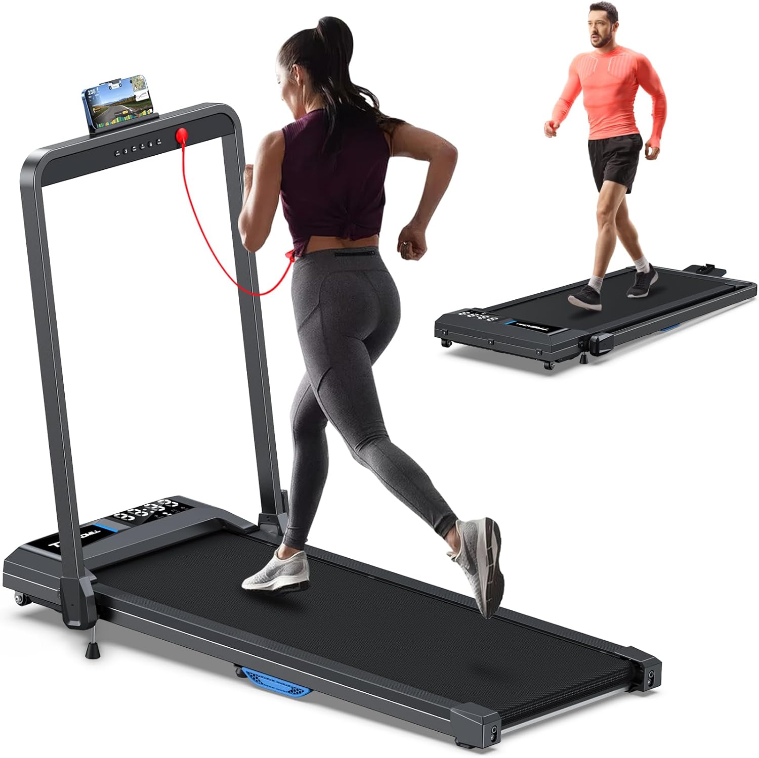 COZYINN 10% Incline Walking Pad - 2.5HP 4MPH/7.6MPH 265/340+lb Capacity Treadmills for Home, Portable Foldable Adjustable Incline Treadmill with Wide Running Area, Mute Control, Works with KINOMAP