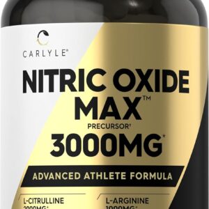 Carlyle Nitric Oxide Supplement 3000mg | 120 Capsules | Pre Workout with L-Arginine & L-Citrulline | Non-GMO, Gluten Free