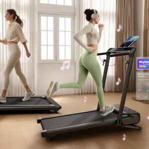 UREVO Foldimix Treadmill Walking Pad with Adjustable Handle Bar for Home Office, Multi-Functional Workstation Treadmill, Dual Brushless Motorized, 14-Point Shock Absorption, Compact Design