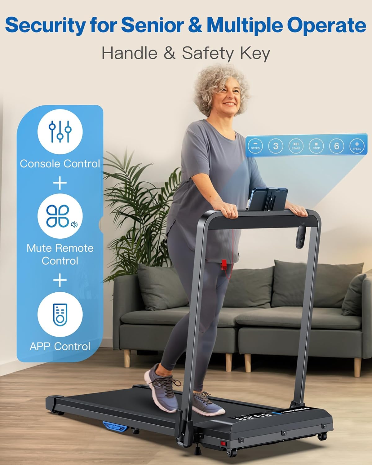WELLFIT 10% Incline Walking Pad, 3HP 4MPH/7.6MPH 265/350 lb+ Capacity Treadmills for Home, Wide Running Area Treadmill with Mute Remote, APP and Console Control for Small Space, No Assemble - Image 6