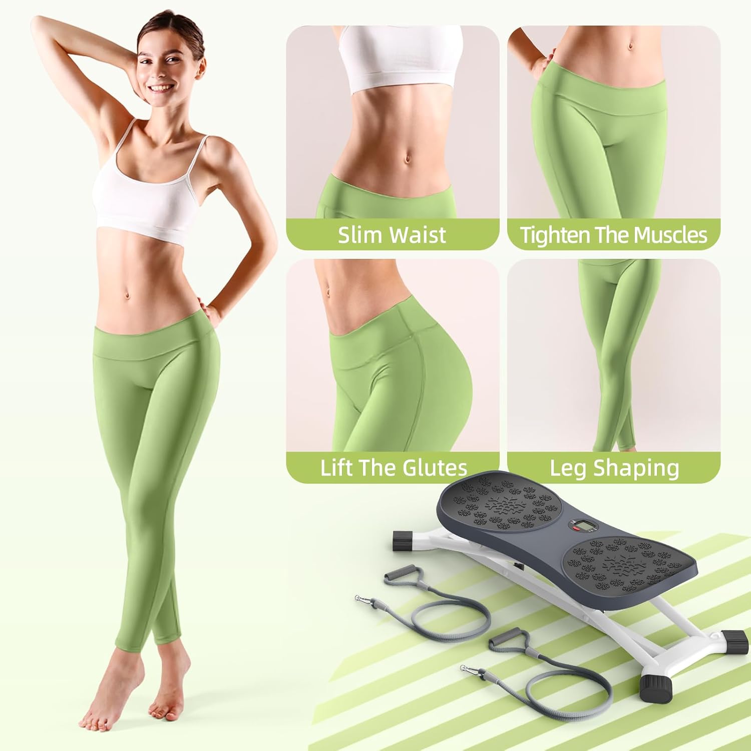 Slide Steppers Exercise for Home, Mini Stair Stepper with Resistance Bands, Full Body Workout Machine, Simulate Skiing Posture, 350 LBS Weight Capacity - Image 2