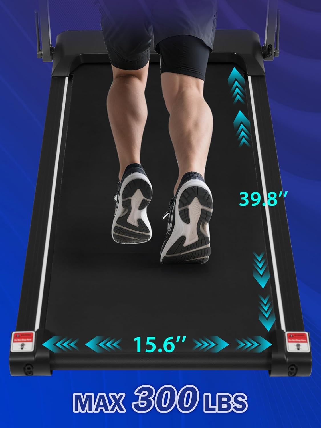 Merax Walking Pad with Handle Bar, 3.0HP Foldable Treadmills for Home Small, 7.5MPH Treadmill with 15% Incline, 300 LBS Capacity Walking Pad Treadmills Machine with Bluetooth and Heart Rate Sensors - Image 5