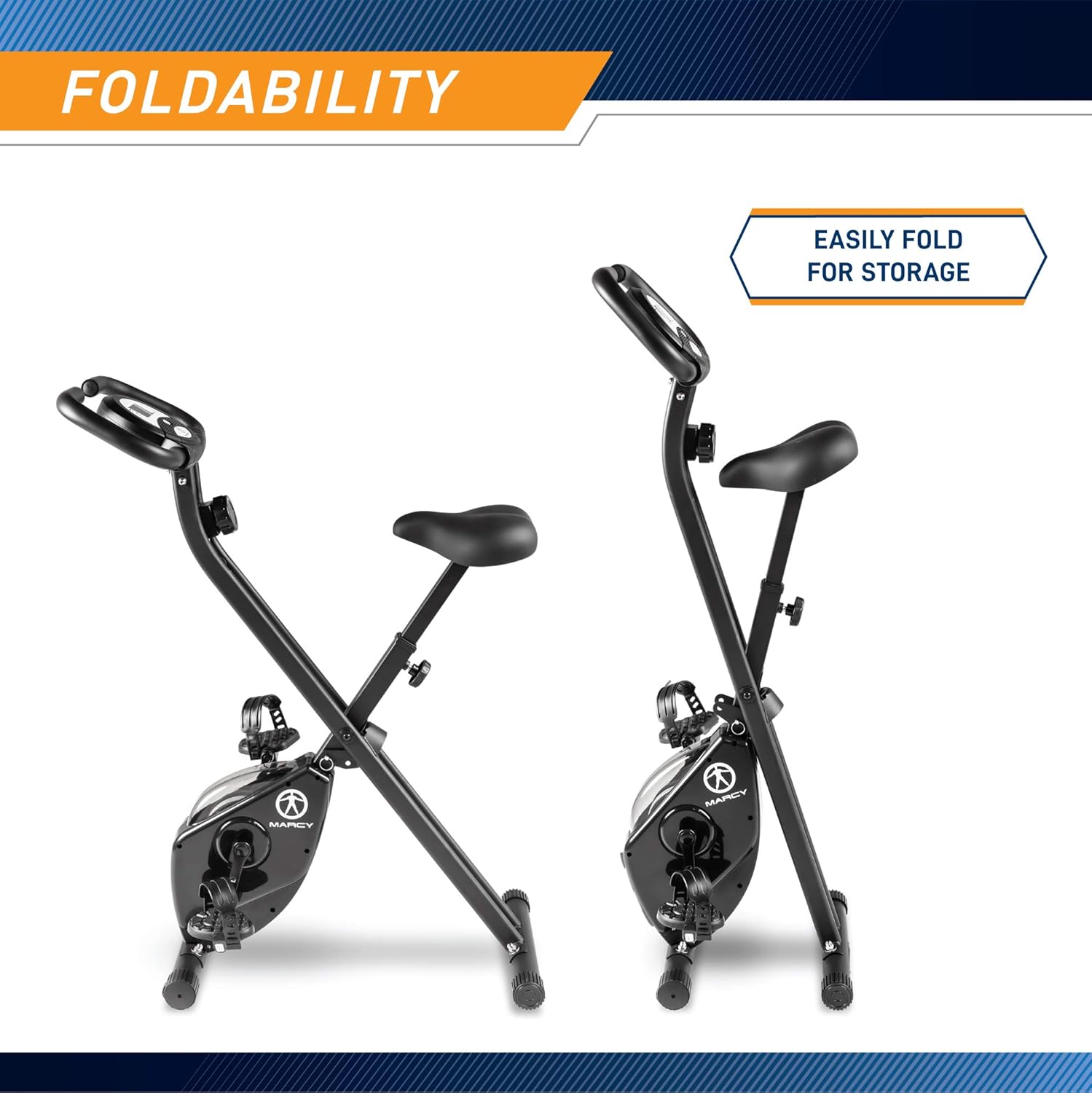 Marcy Foldable Upright Exercise Bike with Adjustable Resistance for Cardio Workout & Strength Training - Multiple Styles Available - Image 4