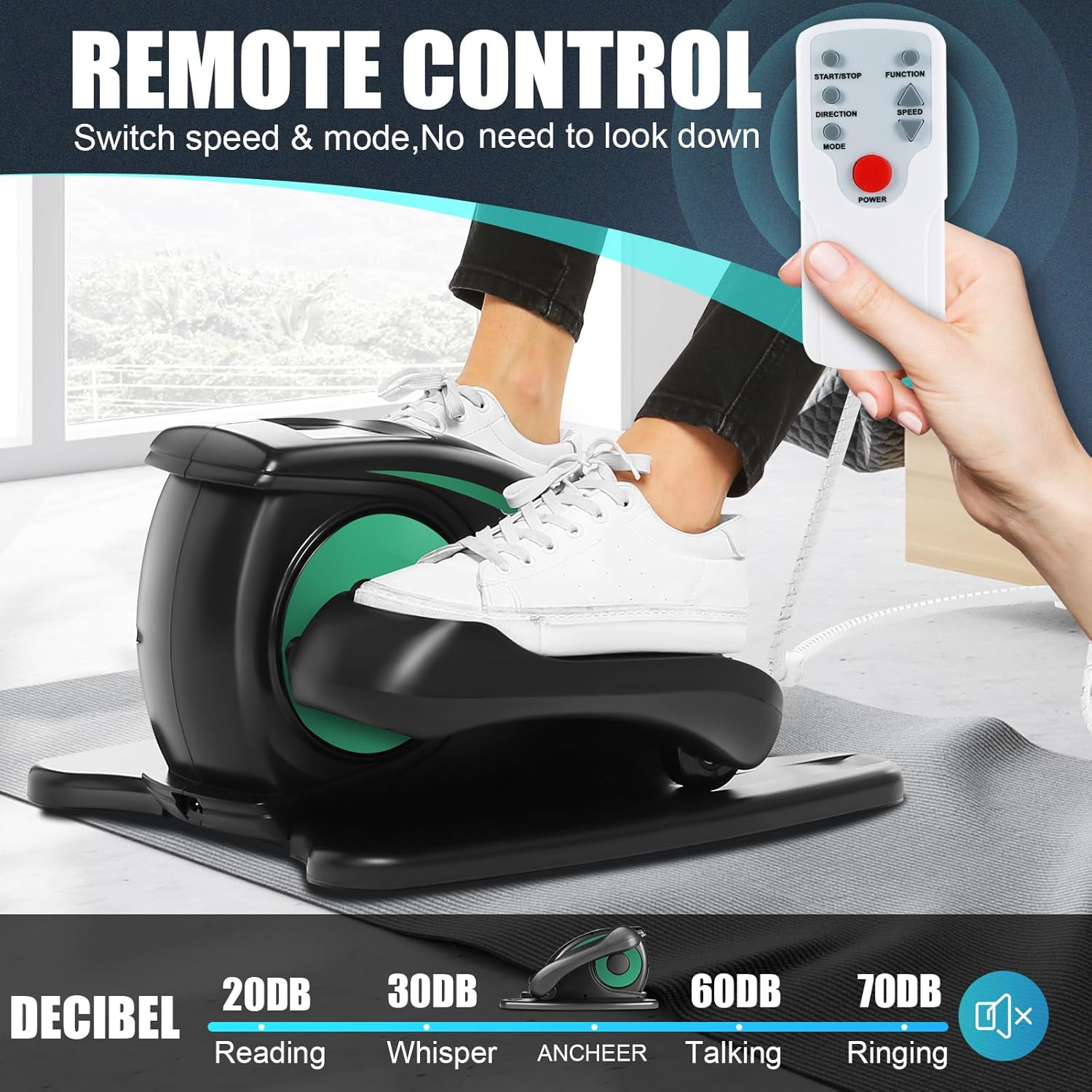 ANCHEER Under Desk Elliptical Machine - Quiet Pedal Exerciser for Seniors, Office & Home, Low-Impact Seated Leg Workout Equipment, Smart LCD Display, Remote Control - Image 4