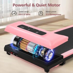 Walking Pad Treadmill 300 Lb Capacity Portable Treadmills for Home Office Under Desk Treadmill with App & Remote Control, LED Display/Ultra-Quiet/Installation-Free