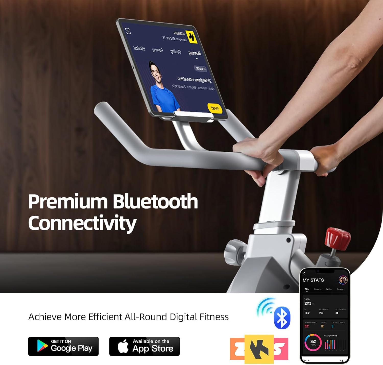 HARISON Semi-Commercial Exercise Bike 400 lbs Capacity, Magnetic Stationary Bikes for Home Gym with Bluetooth & Tablet Holder & Comfortable Seat Cushion - Image 8