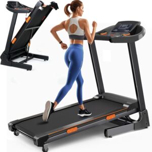 Treadmill for Home with Auto 15% Incline, 4.0HP Brushless Treadmills with Handrail, Folding Treadmill with 400 lbs Capacity, Double Cushioned Running Machine for Small Space with Smart APP