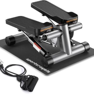 Sportsroyals Stair Stepper for Exercise, Mini Steppers with Resistance Band, Hydraulic Fitness Stepper Exercise Home Workout Equipment for Full Body Workout, 330lbs Weight Capacity