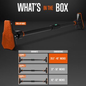 SQUATZ Adjustable Pull-Up & Chin-Up Bar – Door Frame Pullup & Doorway No-Screw, No-Damage Hanging Bar for Home Strength Training Exercise Equipment for Men and Women (29 to 45 inches)