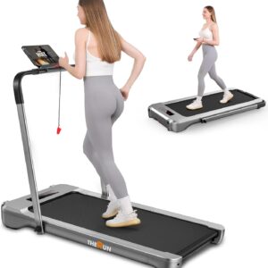 THERUN Walking Pad Treadmill, 3.0 HP Under Desk Treadmills, 2 in 1 Portable Treadmill for Home, Walking Pad with Handle Bar, 18″ Widened Running Belt, 350 lbs Capacity with App Connection, Remote