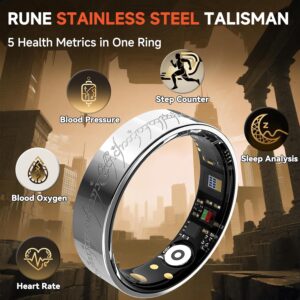 Ultra Smart Ring for Women Men,Health Fitness Tracker with Sleep/Blood Pressure/Oxygen Monitoring, Heart Rate & Activity Tracking,IP68 Waterproof, 5+Day Battery,No Subscription Fee 1-Silver 10