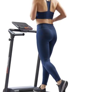 Sunny Health & Fitness Compact Foldable Treadmill – Easy Assembly, Quiet Operation, LCD Performance Monitor, Device Holder – Running & Walking Exercise, Optional Free SunnyFit App Bluetooth Connection