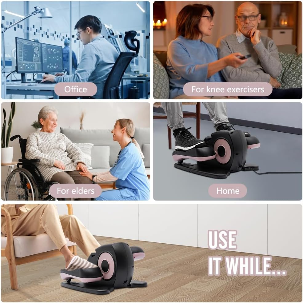 Under Desk Elliptical Electric Seated Pedal Exerciser Home Office Leg Exercise Equipment with Remote Control Seated Mini Elliptical Machines Portable Trainer for Teens Seniors Adults - Image 7