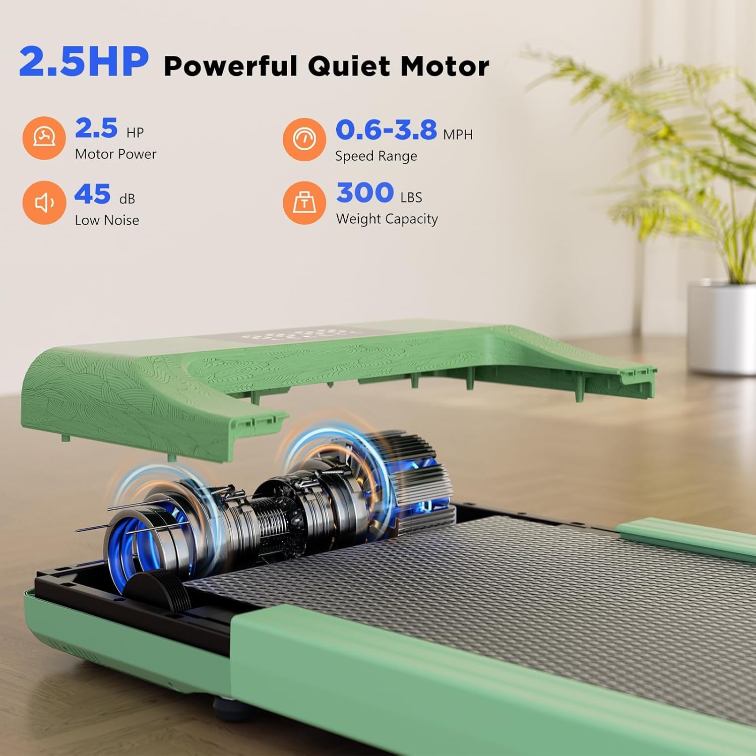 Walking Pad Treadmill, 3 in 1 Portable Under Desk Treadmill 300 lb Capacity, Treadmills for Home Small with Remote Control, 2.5 HP Low Noise Small Treadmill Jogging Running Machine with LED Display - Image 3