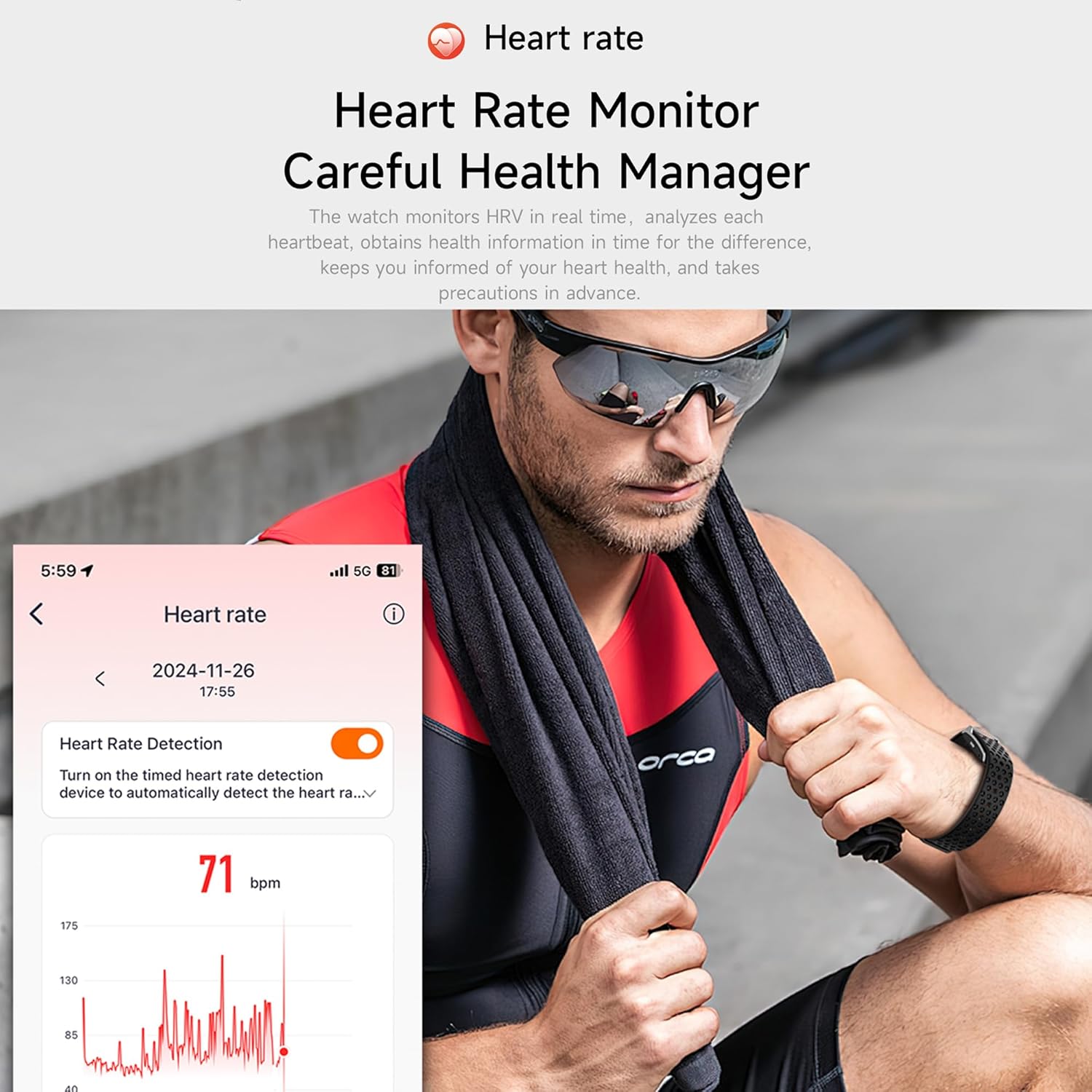 Smart Health Wristband, Fitness & Activity Tracker, One-Touch Measurement Function, Measuring Heart Rate, Sleep, Stress Health Data, 120+ Exercise Modes, Wearable Health Tracker with GPS - Image 3