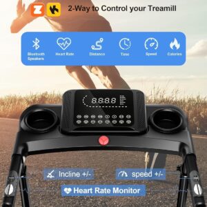 340lb Capacity Walking Pad Treadmill with 12% Incline, Big LED Display Under Desk Treadmill Support Full Manual/3-Preset Countdown/App Mode, Portable Treadmills for Small Spaces