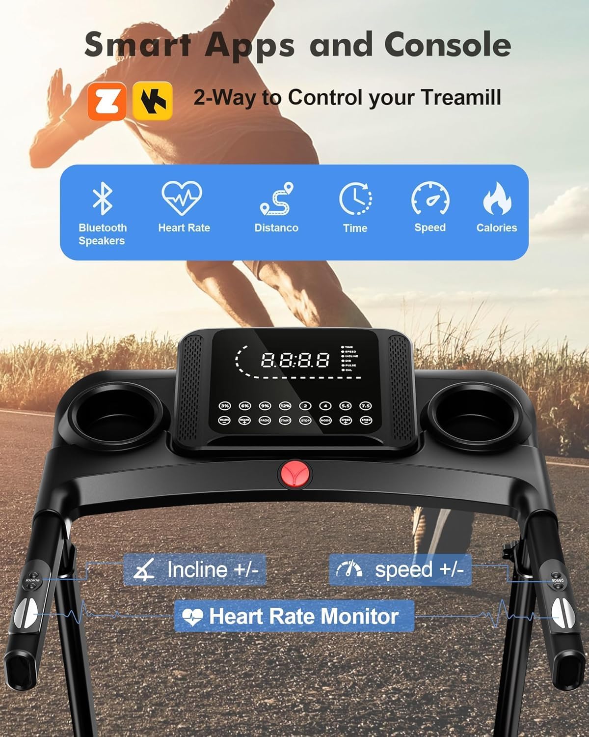 340lb Capacity Walking Pad Treadmill with 12% Incline, Big LED Display Under Desk Treadmill Support Full Manual/3-Preset Countdown/App Mode, Portable Treadmills for Small Spaces - Image 2