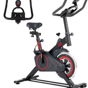 Stationary Exercise Bike for Home, Indoor Cycling Bike with Silent Belt Drive, Adjustable Seat & Resistance, LCD Display, iPad Holder, 264 LBS Weight Capacity