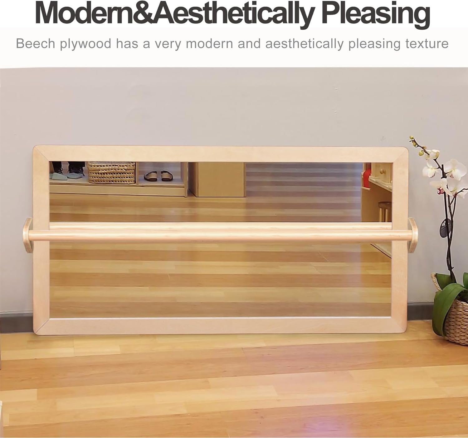 3-Position Montessori Wood Frame Non-Shatter Safety Pull Up Bar Baby Big Mirror Set, Infant Coordination Mirror, Kids Classroom Furniture for Daycare, Homeschool or Preschool - Image 6