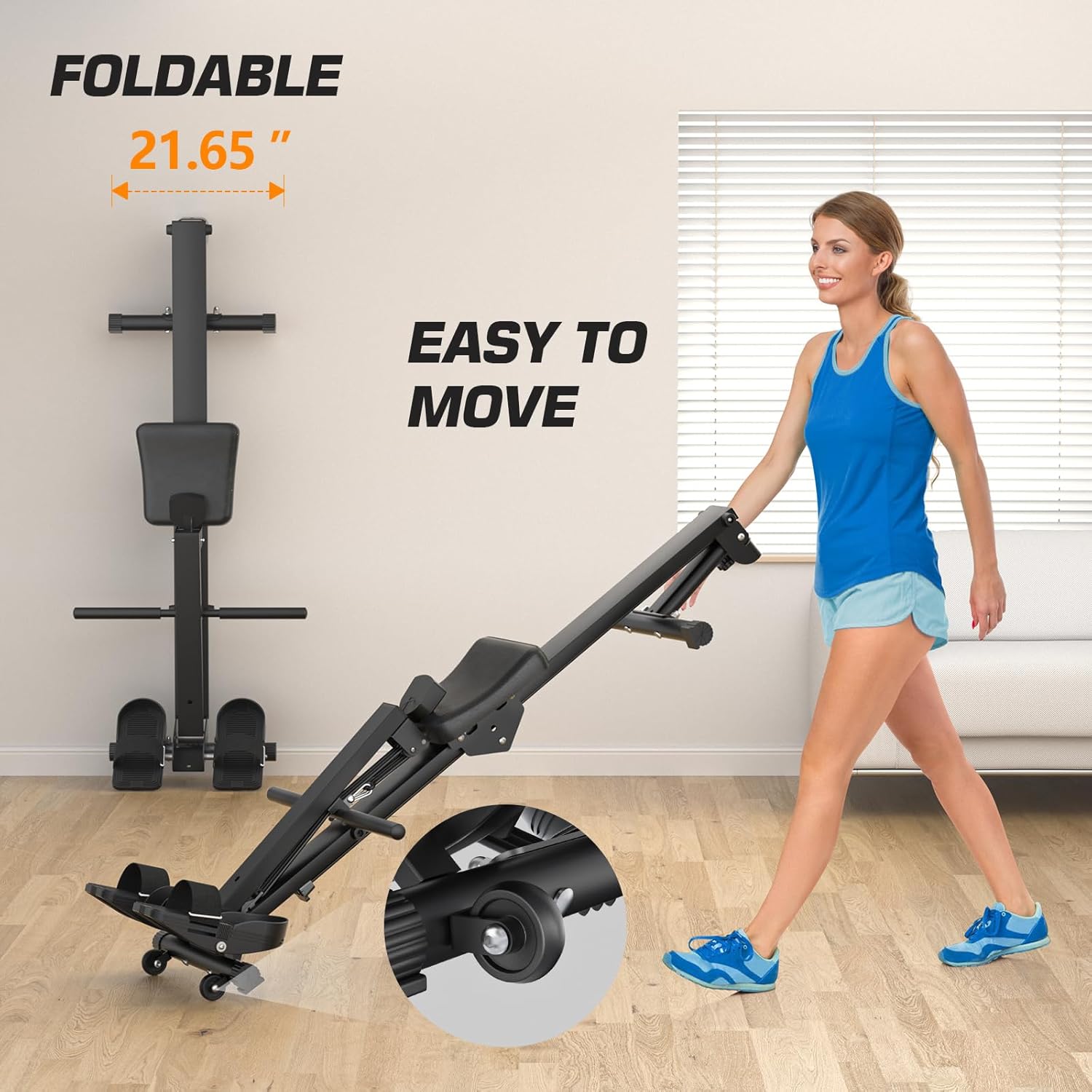 Rowing Machine for Home Use, LUBBYGIM Rowing Machine Foldable Rower with LCD Monitor - Hyper-Quiet & Smooth - 2024 Upgraded Version with 300LBS Loading Capacity - Image 6