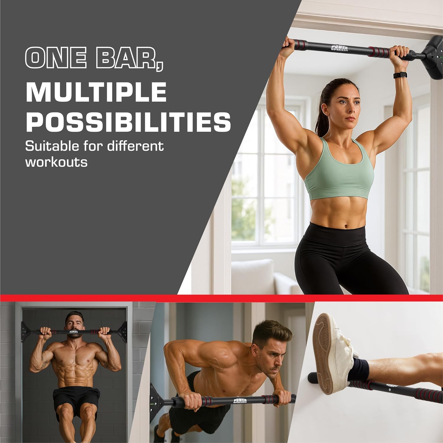 Door Pull Up Bar - Door Frame Pull Up Bar Doorway - Strength Training Pull-Up Bars - Adjustable Portable Exercise Bars for Home Workouts - Doorway Pullup Dead Hang - Image 4