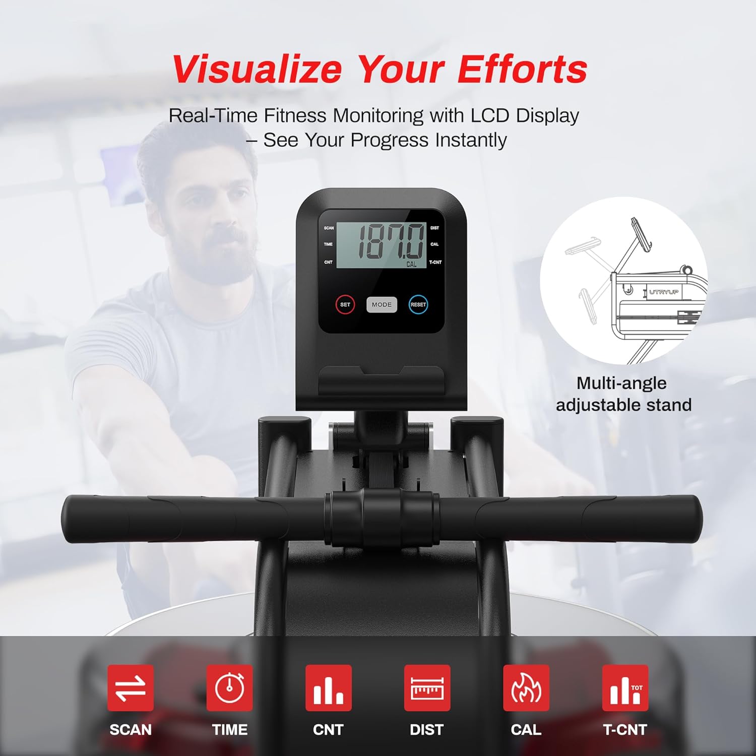 Magnetic Rowing Machines for Home (R05), Water Rowing (R10), 16 Levels of Quiet Resistance Foldable Compact Rowing Machine 350 LB Weight Capacity with Bluetooth, App Supported, Tablet Holder - Image 5