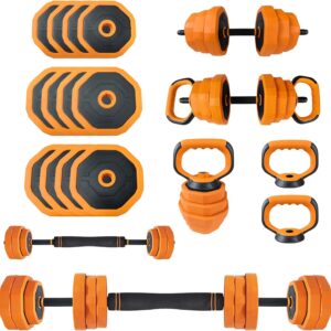 GarveeLife 4-in-1 Adjustable Dumbbell Set, Weight Set Used as Dumbbell, Barbell, Kettlebells & Push up Stand, Home Gym Fitness Exercise Equipment for Men Women