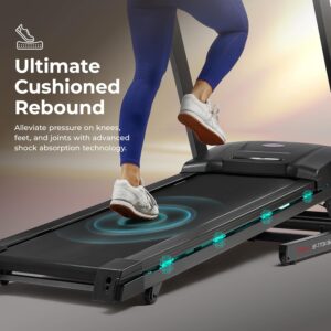 Sunny Health & Fitness Energy Flex Motorized Auto Incline Smart Treadmill, Shocks, Wide Running Belt, Digital Display, Pulse Sensors, and SunnyFit App Enhanced Bluetooth Connectivity – SF-T7724SMART