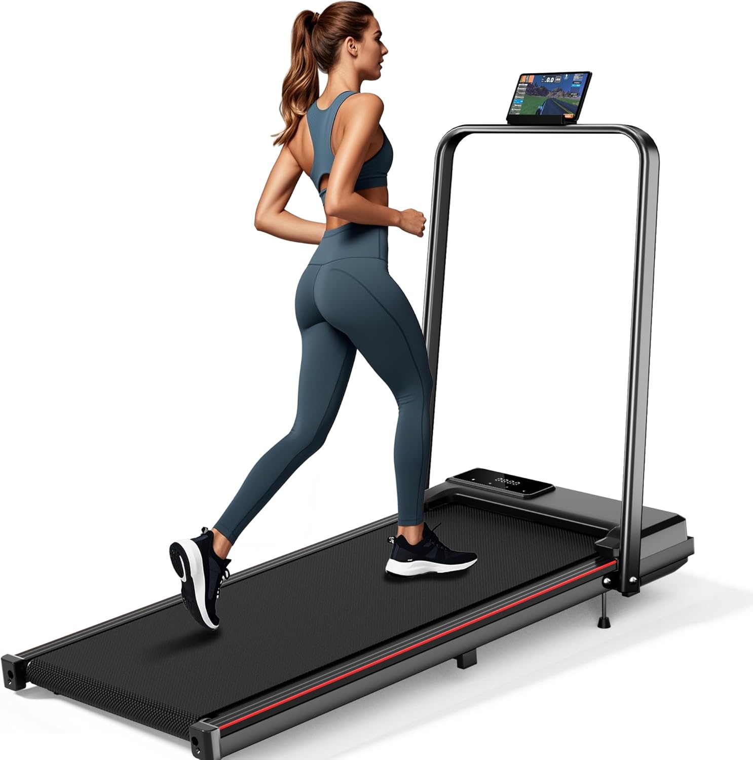 Walking Pad Treadmill with Incline Slope, Larger Screen Display Under Desk Treadmill 340 lb Capacity, Portable Treadmills for Small Spaces, Home