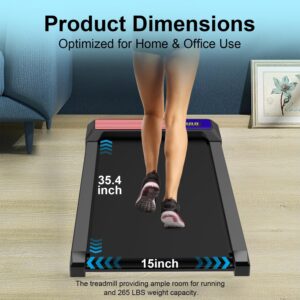 Under Desk Treadmill, Walking Pad Treadmill, 2.5 HP 265 Lbs Low Noise Walking Pad Incline LED Display with Remote Control Walking Jogging Running Machine, Treadmills for Home and Office