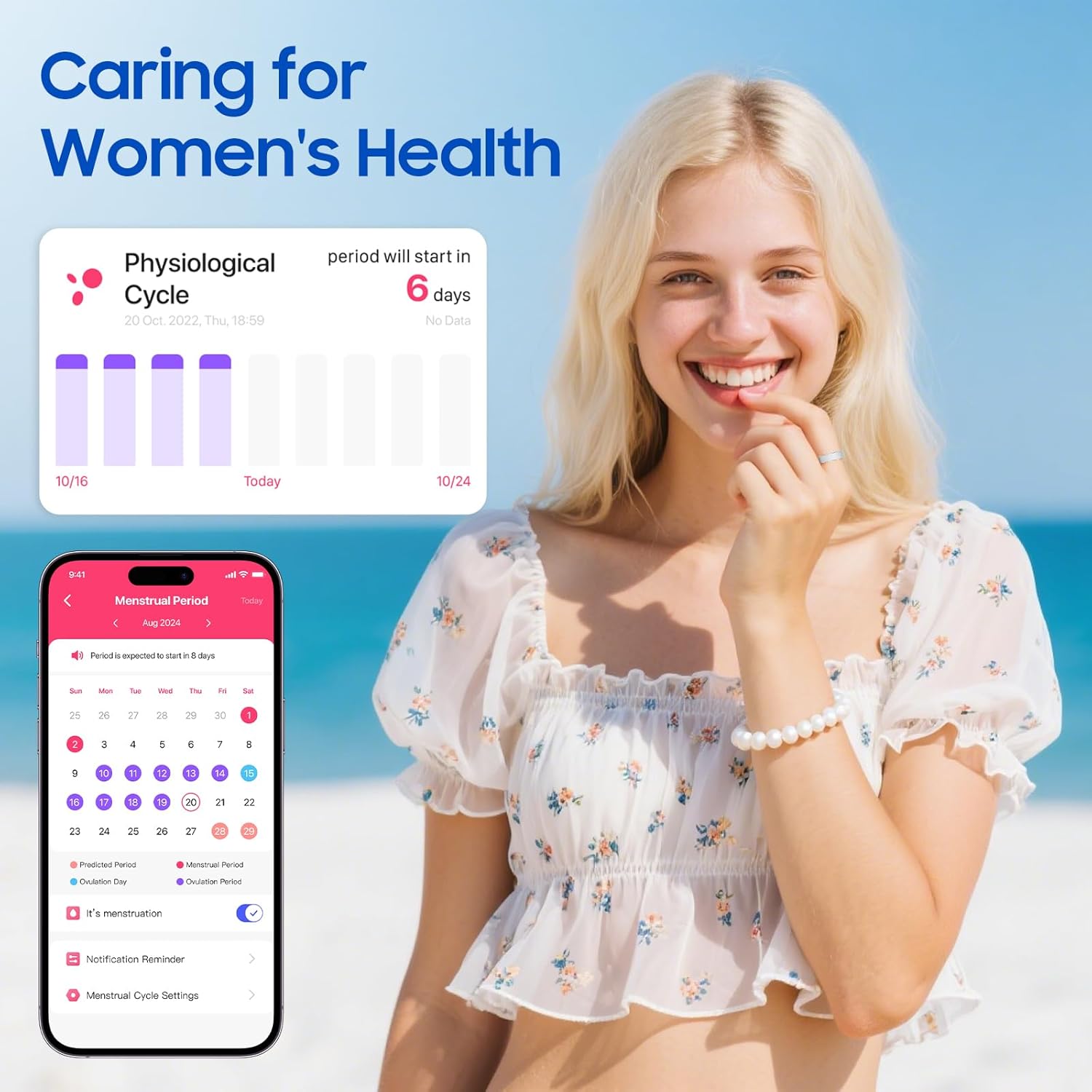 Smart Health Ring, Featuring Heart Rate, Stress and Sleep Monitoring Functions, Compatible with iPhone and Android, Waterproof Fitness Tracker for Women & Men, No Subscription Fee. (Silver, 8) - Image 6