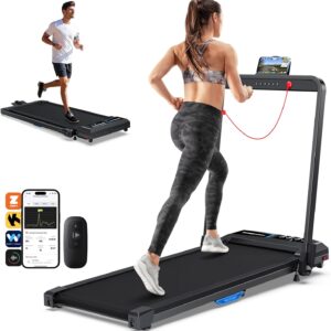 WELLFIT 10% Incline Walking Pad, 3HP 4MPH/7.6MPH 265/350 lb+ Capacity Treadmills for Home, Wide Running Area Treadmill with Mute Remote, APP and Console Control for Small Space, No Assemble