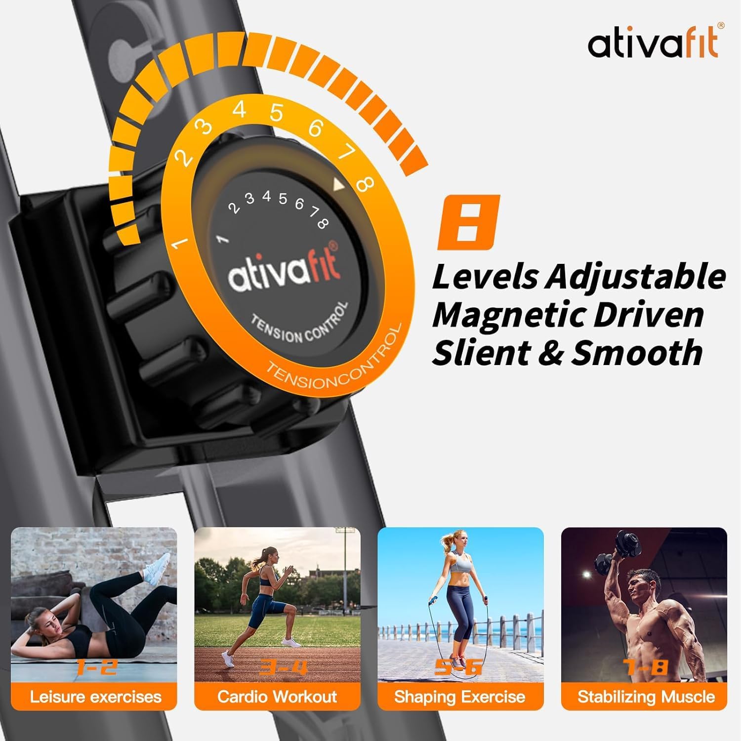 ATIVAFIT Exercise Bike Foldable Fitness Indoor Cycling Bike Magnetic 3 in 1 Upright Recumbent Exercise Bike with Resistance Bands for Home Workout - Image 2