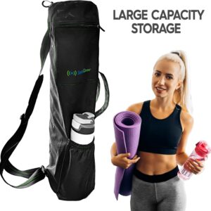 Extra Long Yoga Mat Bag for Men & Women, 3 Pockets, Full Zipper Water Resistant 600D Material, Large Water Bottle Pocket, Yoga Mat Carrier with Handles, Padded Shoulder Strap & Ventilation Vents