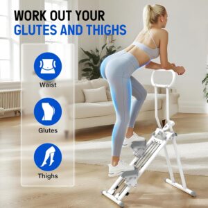 Stair Stepper for Exercise at Home, Foldable Compact Space Cardio Vertical Climbing Stairs Machine, Stair Master with Adjustable Height Handle, Anti-Slip Pedal