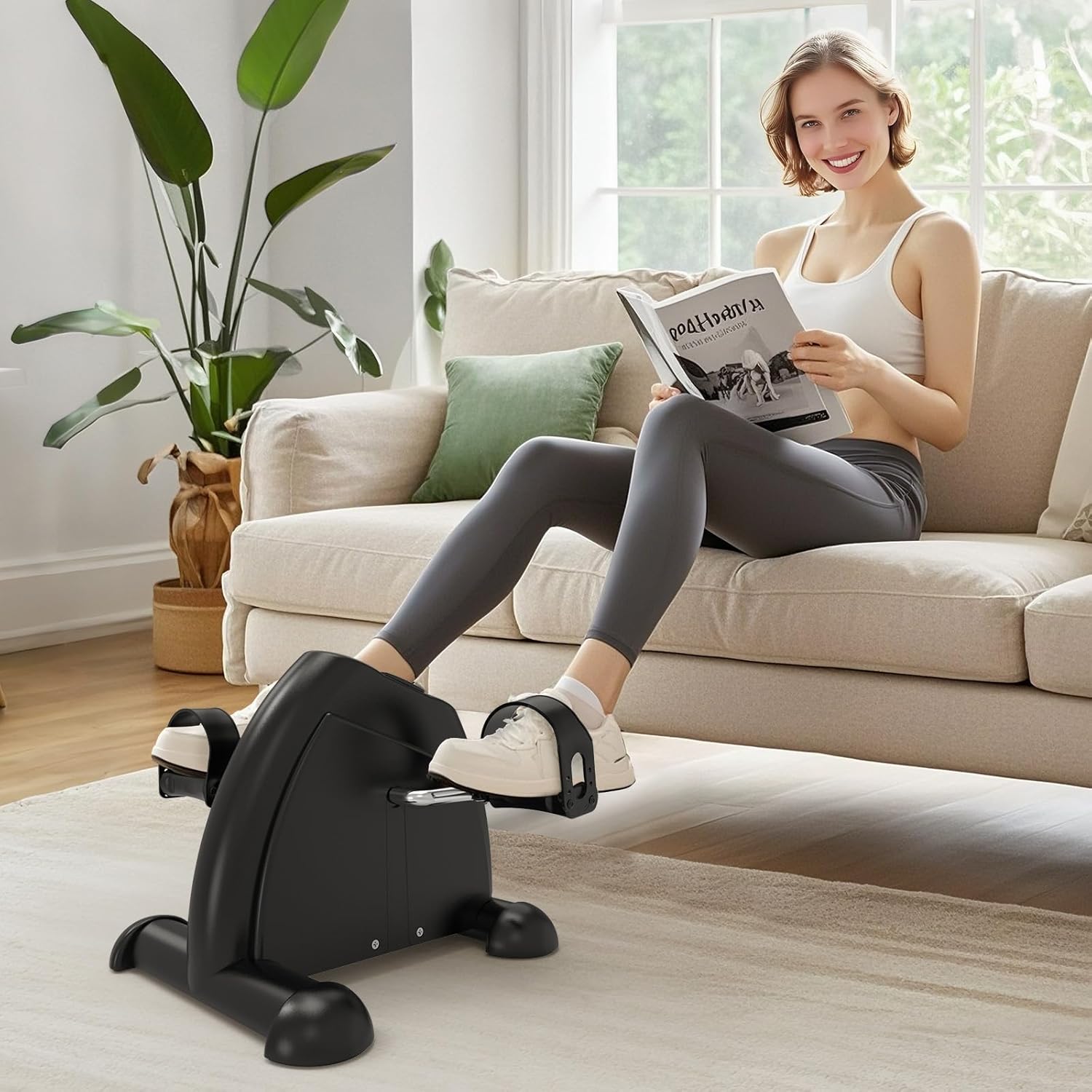 Under Desk Elliptical & Mini Exercise Bike – Seated Electric Leg Exerciser & Magnetic Pedal Machine for Seniors Arms & Legs Workout with Remote, LCD Display & Adjustable Resistance/Speeds - Image 7
