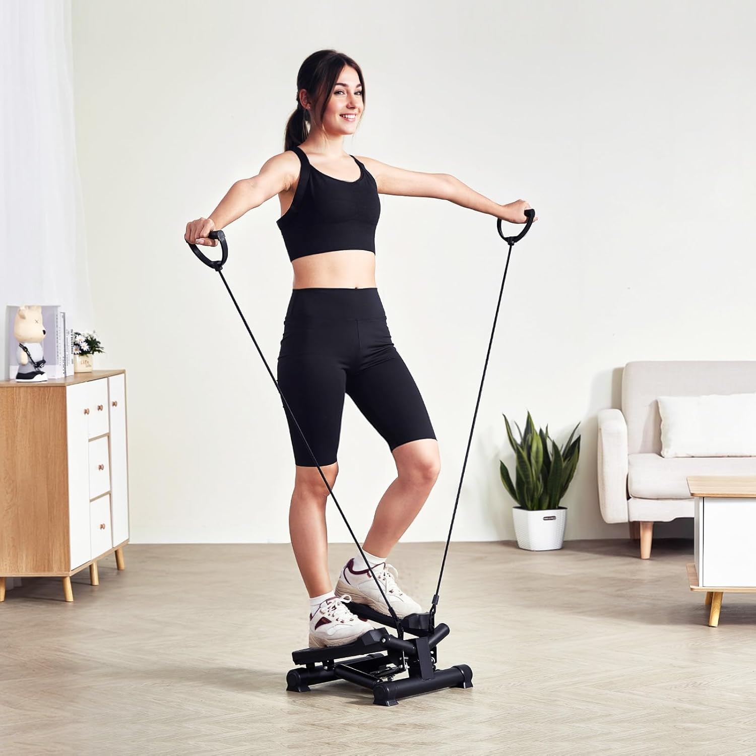 VEVOR Stair Stepper, Mini Stepper for Exercise at Home, Hydraulic Fitness Twist Stepper with Resistance Bands, Full Body Workout Cardio Equipment, Stair Climber with LCD Monitor, 330LBS Load Capacity - Image 8