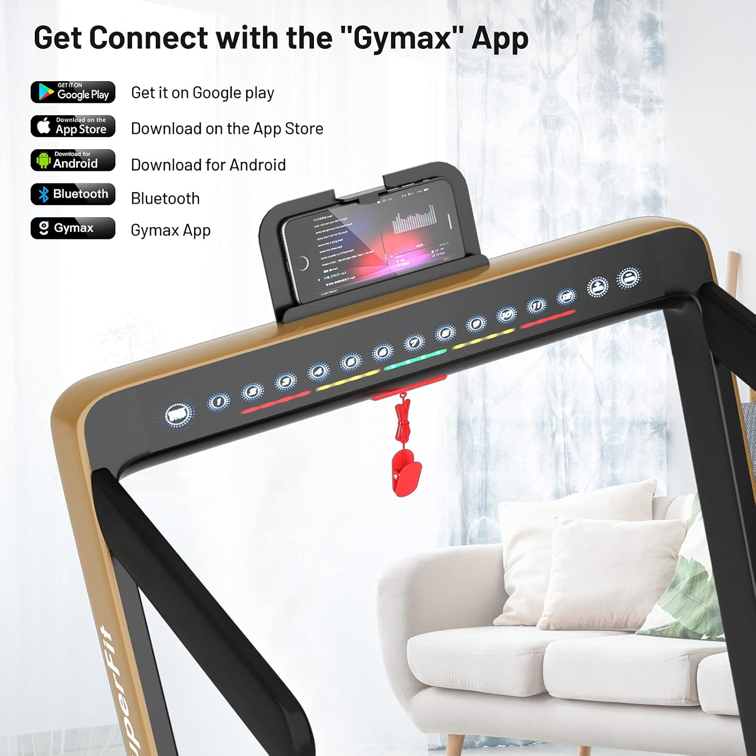 GYMAX Walking Pad, Dual LED Display 2 in 1 Under Desk Treadmill for Home with Remote & Smart App Control, 2.25HP Foldable Portable Treadmill Running Machine for Office Small Space - Image 2