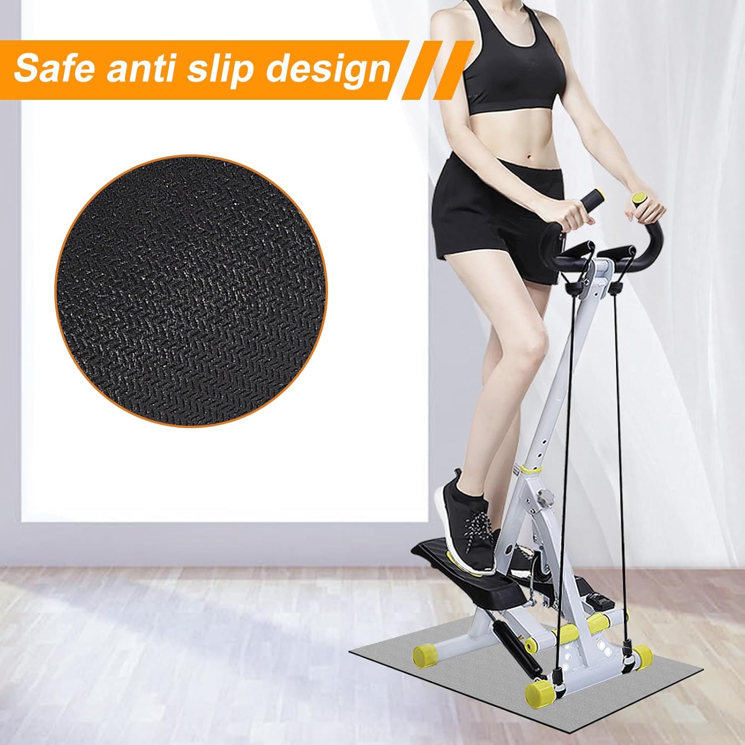 Mini Stair Stepper Mats, Non-Slip Mat Suitable for Under Desk Elliptical Peddler Mini Cycles Elliptical Exercise Bikes and Ellipse Leg Exerciser Machine for Seniors Home Sports Mat - Image 4