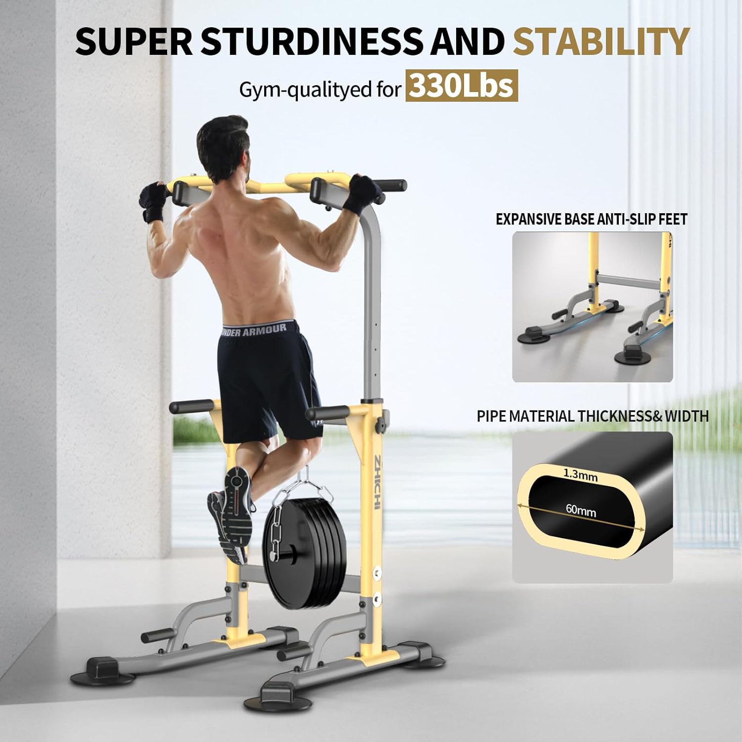 Dip Station - Home Gym Strength Training Pull-Ups Dip-Ups 330Lbs - Image 3